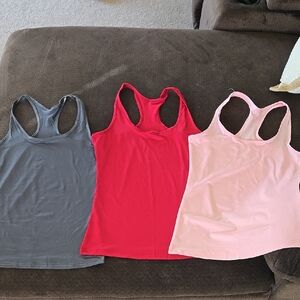 NWOT Women's Racerback Tank Top Set - Gray, Red, Pink